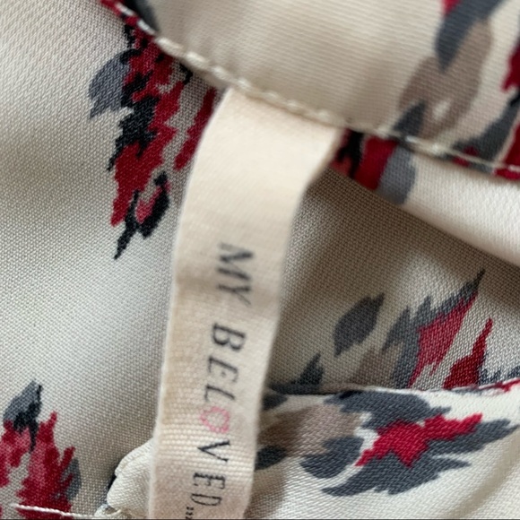 MY BELOVED Boho V Cut Geo Diamond Print Tunic Dress With V Cut Ivory/Red Medium - Picture 8 of 10